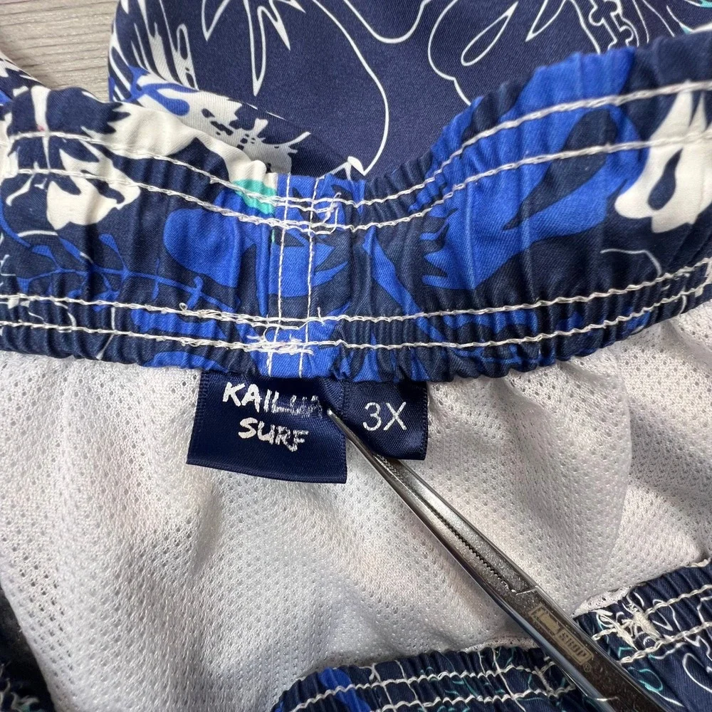 Kailua Surf Mens Swim‎ Trunks  3XL Floral Print Elastic Waist Beach Shorts